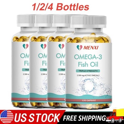 3x Strength EPA and DHA Omega 3 Fish Oil 3600mg,Highest Potency,4 × 120 Softgels