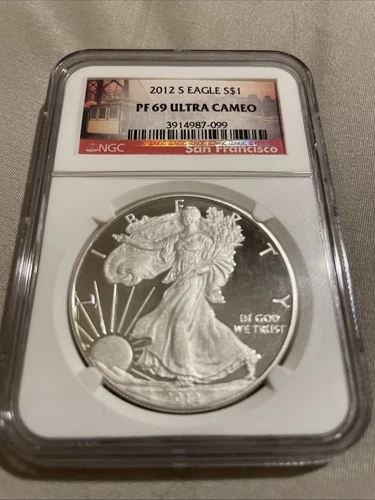 2012-S. Proof $1 American Silver Eagle NGC PF69 Ultra Cameo San Francisco label￼