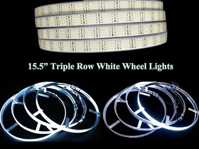 15.5'' 3-Row Pure White LED Wheel Ring Lights Waterproof Rim Light Kits for Cars