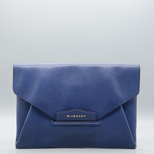 Givenchy Antigona Envelope Clutch Blue Silver Logo M K-Pop