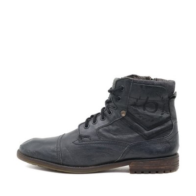 bugatti Herren Schnürstiefel Boots Schwarz Leder Knöchelhoch Stiefel EU 45