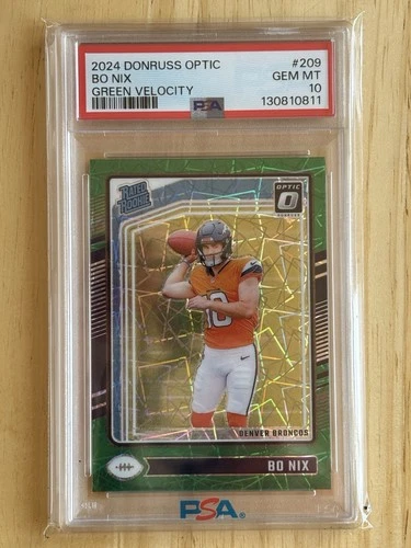 2024 Panini Donruss Optic - Rated Rookie Bo Nix #209 Green Velocity Prizm PSA 10
