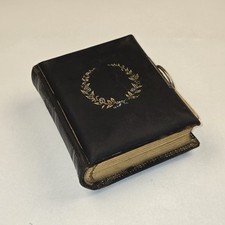 VTG Victorian Leather-Bound Photo Album Gild Edges Small Photos READ