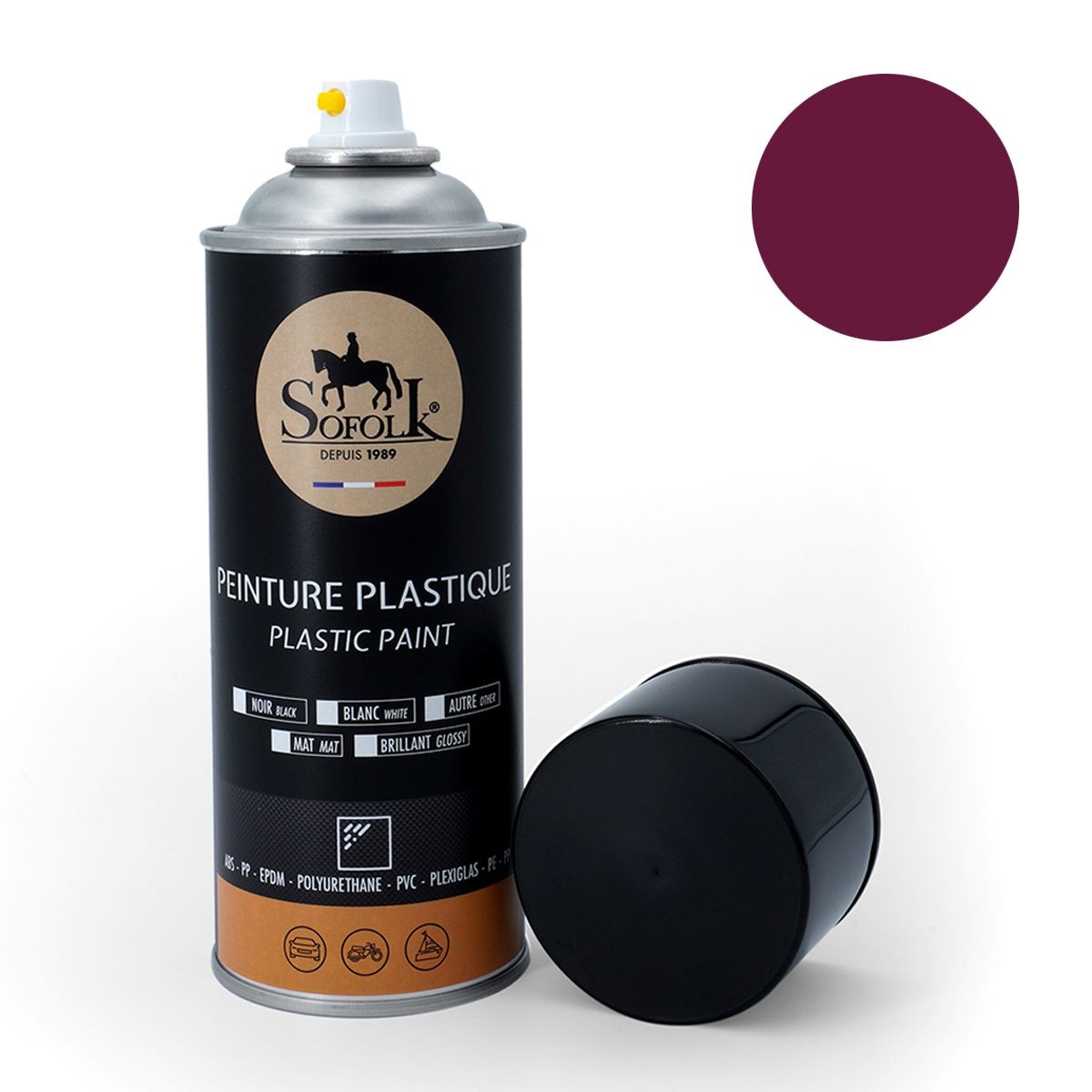 Peinture plastique haute résistance finition violet mat absolu