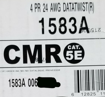 Belden Wire 1583A 24/4P CAT5E U/UTP DataTwist Network Cable Riser Blue /100ft