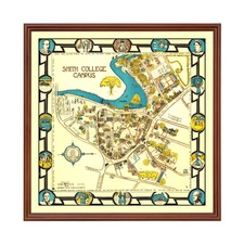 Old Map of Smith College, MA 1928 - Vintage Smith College Ma