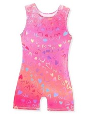 Gymnastics Leotards for Girls Shiny Toddler Biketard Unitard 4-5T Love Heart