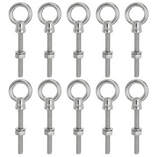 10Pcs UNC1/4"-20 316 Steel Eye Bolt Thread Screw Ring Eyebolt with Washer & Nut
