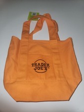 Trader Joe  s Trick Or Treat Mini Tote Bag Orange Limited Edition Halloween 