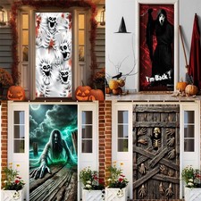 Halloween Cartoon Door Cover Decor Holiday Party Door Backdrop Banner Party Deco