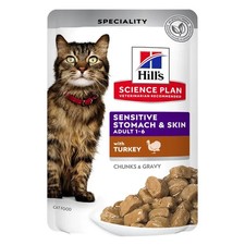 Image of Hills Science Plan Adult 1-6 Sensitive Stomach & Skin Wet Cat Food (Turkey) 85g