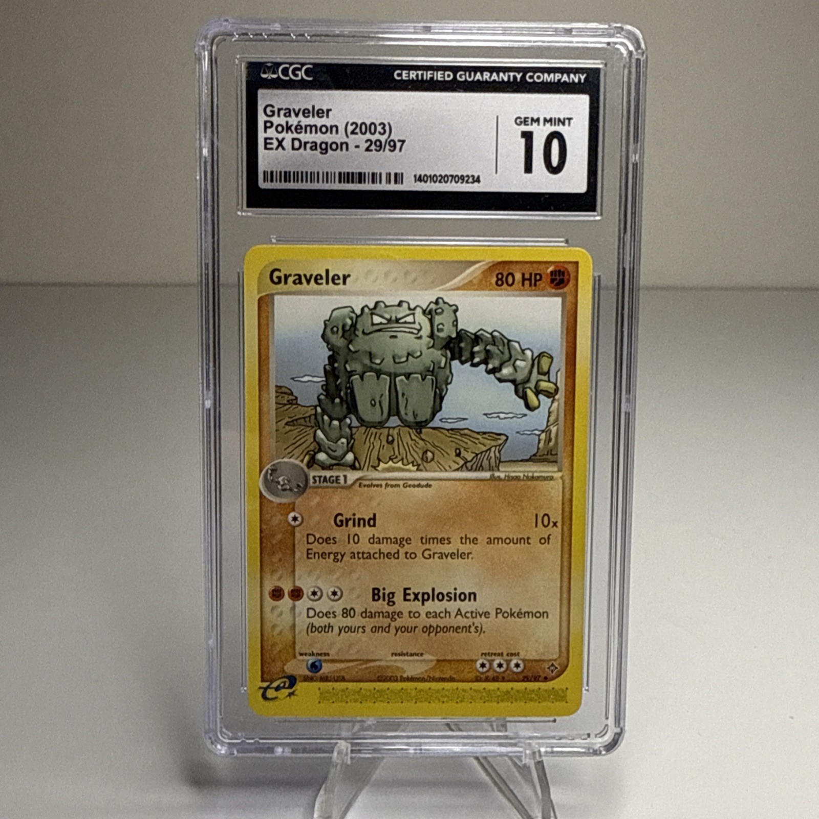 (POP 10) CGC 10 GEM MINT 2003 Pokemon EX Dragon Graveler 29/97 eReader Card