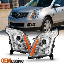 Fits 2010-2015 Cadillac SRX Chrome HID DRL Projector Headlights Complete Set