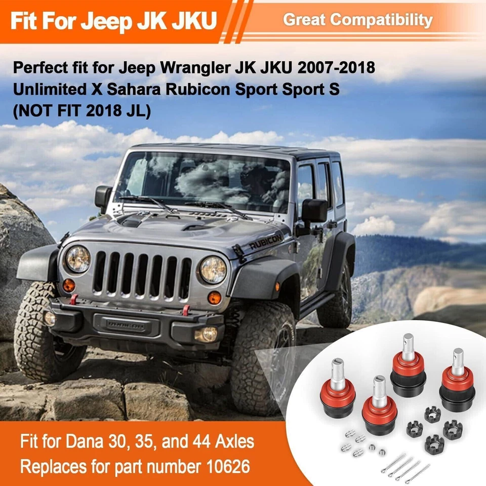 Heavy Duty Ball Joints 10626 for Dana 30 & 44, Jeep Wrangler JK JKU 2007-2018 - Bild 2 von 4