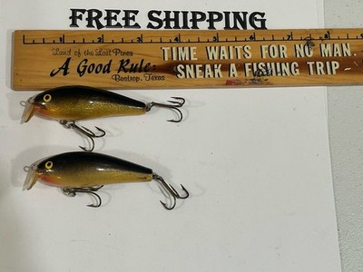 LOT OF 2 NICE Rapala Shallow Fat Rap 7 Gold G SFR 7 rare Finland Made CRANKBAITS