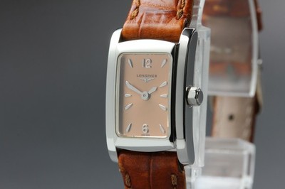 Near MINT LONGINES Dolce Vita L5.158.4 Pink Dial Quartz 16mm Ladies Watch JAPAN