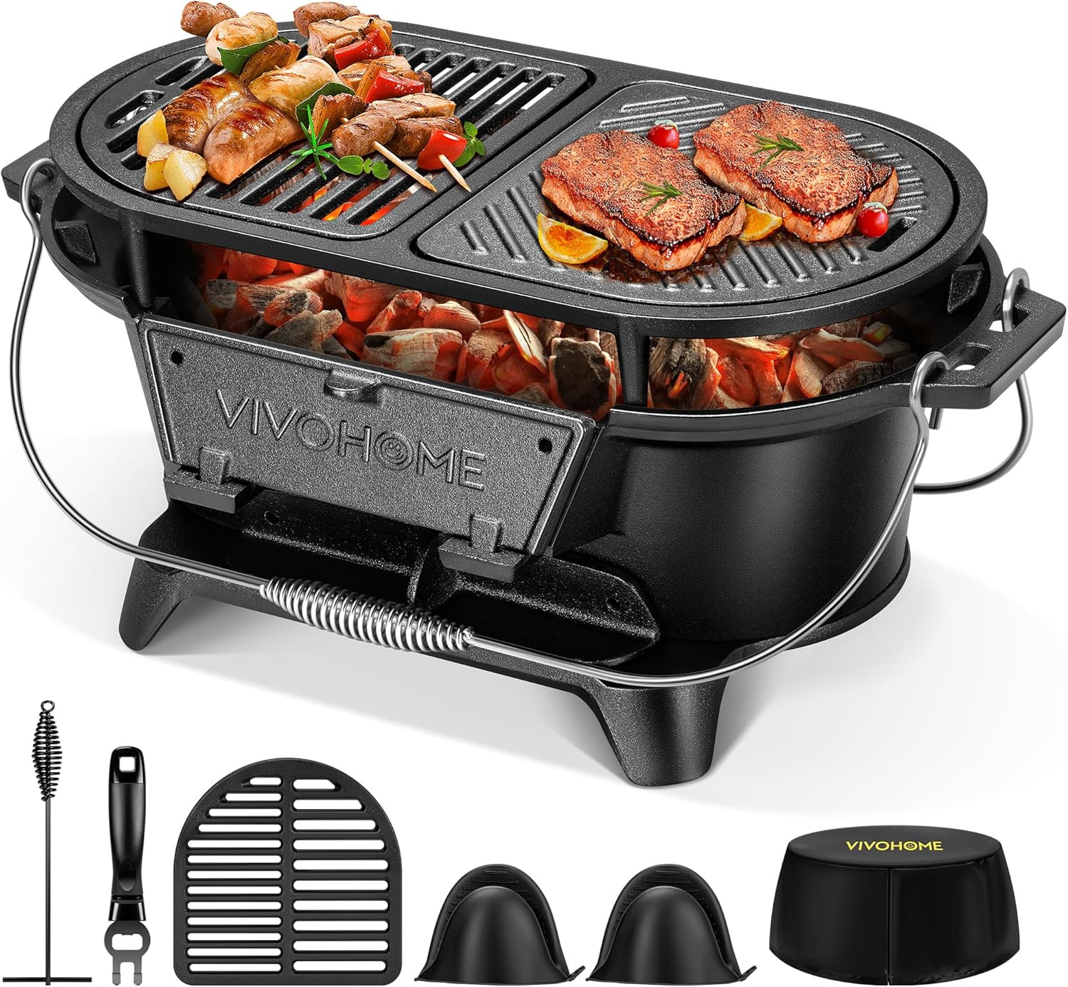 Grill Set With Grates, Griddle, Gloves & Cover