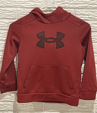 Under Armour Hoodie Sweatshirt Pullover Youth Small Loose Fit Red Pocket Snag