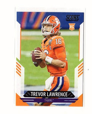 Trevor Lawrence RC 2021 Score Rookie Card #301 Clemson Tigers. rookie card picture
