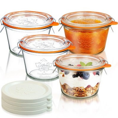 Canning Jars 12 oz 4 Pack, Sourdough Starter Jars with 2 Lids Per Jar (Glass ...