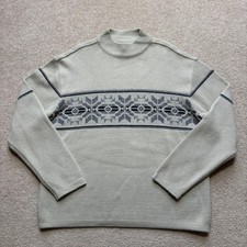 Vtg Aeropostale Sweater Mens Medium Gray Fair Isle Ski Mock Acrylic Knit 90s