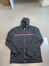 MENS NIKE DRI FIT BLACK/RED FULL ZIP HOODED VENTED JACKET SIZE LARGE LIGHTWEIGHT