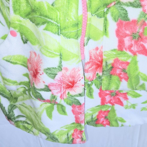 Tommy Bahama Kids L/XL 7-12 Hooded Zip Front Terrycloth Swim Coverup Robe Floral - Picture 11 of 14