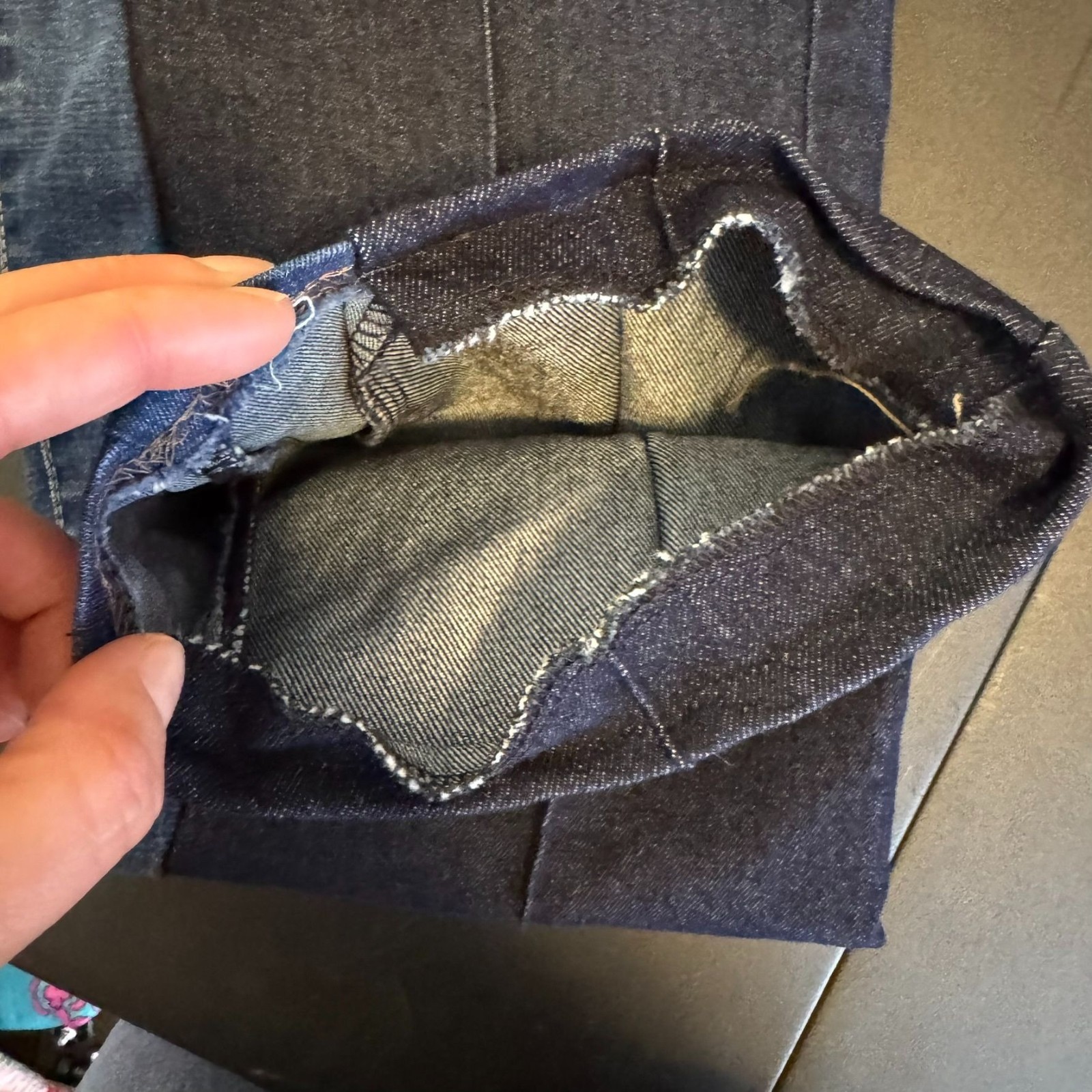 WT02 Dark Deconstructed Patchwork Jeans, Creased,… - image 11