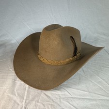 VTG Light Brown Stetson Western Cowboy Hat XXXX w/ Feather Band 4X Size 7