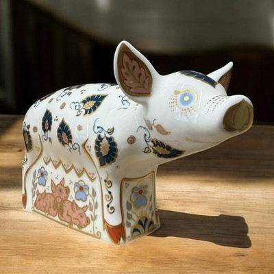 Royal Crown Derby Priscilla Schwein Briefbeschwerer - Gold Stopper - Neu Verpackt - Original