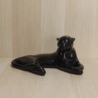 Vintage Frankoma Pottery Black Panther Laying Down #116 Glazed