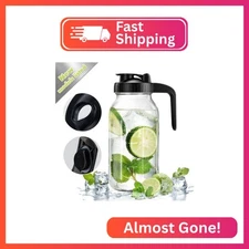 Mason Jar with Pour Spout Lid V-shaped, 64 oz Iced Tea Pitcher with Lids Double 