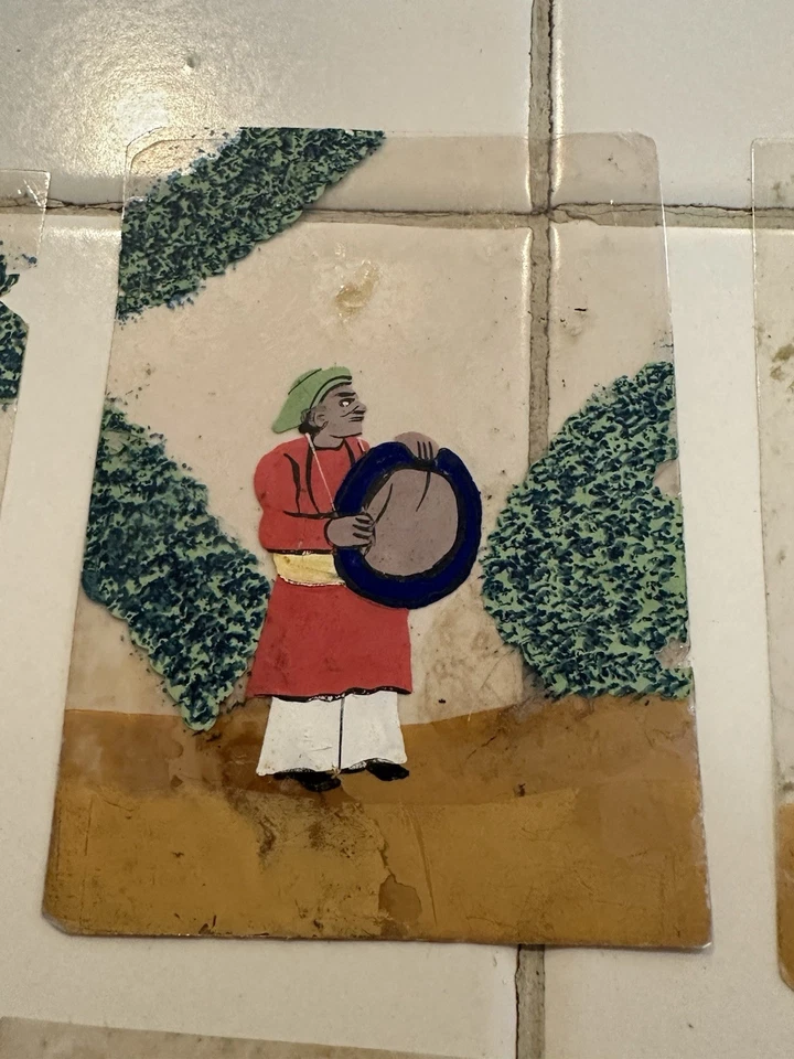 Antiguo juego de 23 pinturas en miniatura escolares de Indian Company sobre mica (siglo XIX) Foto 4 de 4