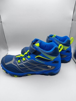 NWT Merrell Moab FST Mid Hook and Loop Waterproof Kid's Size 7 Blue Hiking Boots