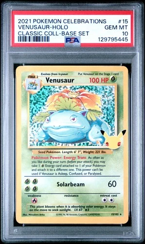 2021 POKEMON CELEBRATIONS CLASSIC COLLECTION #15 VENUSAUR-HOLO PSA 10