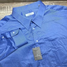 Ermenegildo Zegna Su Misura Mens Blue Cotton Dress Shirt Spain 20.5 - 38 NWOT