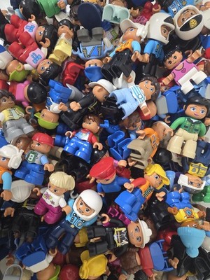 10 x Lego Duplo Figuren Menschen Mann Frau Mädchen Junge Feuerwehr Set Sammlung