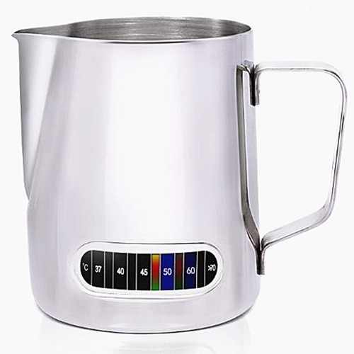 Milk Frothing Pitchers with Integrated Thermometer,Latte Art Jug Stainless St...