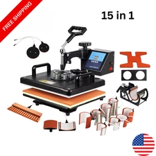 15 in 1 Combo T-Shirt Heat Press 15"x15" Transfer Machine Sublimation Swing Away