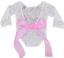 Newborn Baby Photography Props Baby Girl Bownot Lace Rompers pink with headband