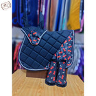 Black Saddle Pad Set with Cherry Design For English Riding