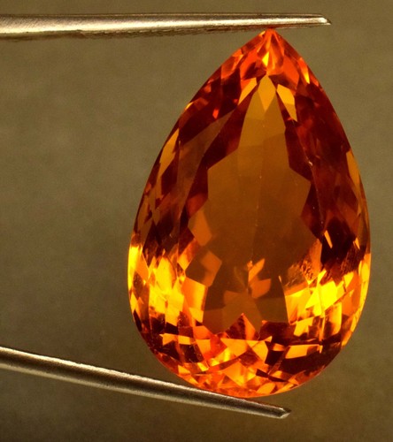 Natural Madeira Orange Citrine Certified 32.85 Ct Pear Cut Loose Gemstone - Picture 4 of 5