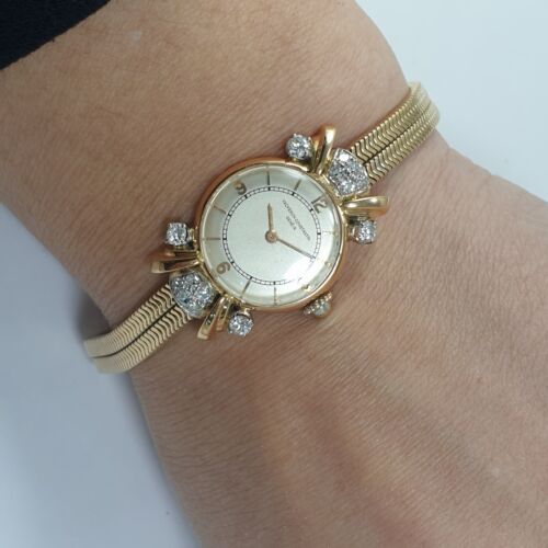 VINTAGE 18K ROSE GOLD VACHERON CONSTANTIN LADY WATCH WITH DIAMONDS CIRCA 1950 - Picture 2 of 12
