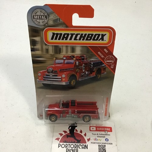 2018 MATCHBOX MBX RESCUE #55 RED SEAGRAVE FIRE ENGINE TRUCK 1/64 MIP THAILAND
