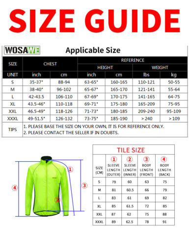 WOSAWE Men's Cycling Jerseys Windproof Waterproof Bike Jacket Bicycle Rain Coat - Picture 2 of 15