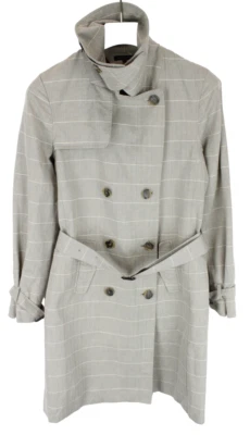 TOMMY HILFIGER Mantel Damen M Leinen Mischung Zweireihig Gefüttert Gürtel - Bild 1 von 4