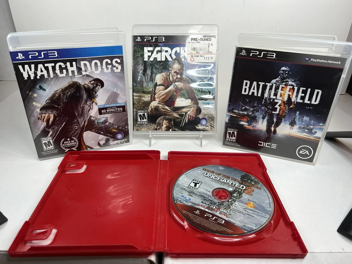 PS3 PlayStation 3 Lot Of 4 Games Watch Dogs Far Cry 3 Battlefield 3 Uncharted 2