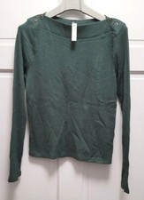 Madewell Viscose Blend Boat Neck Button Detail Sweater - Green - Large