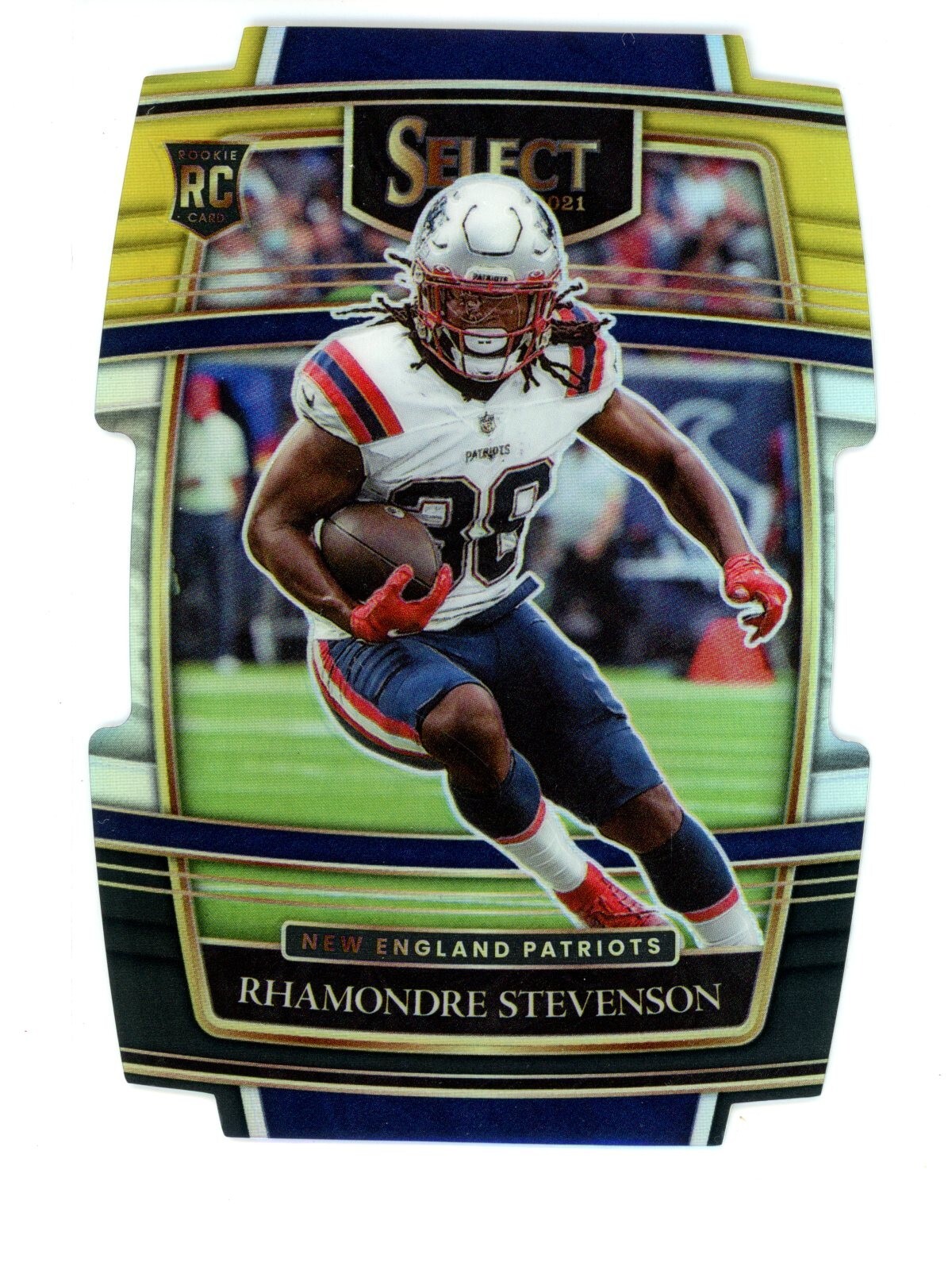 2021 Panini Select GOLD BLACK PRIZM Die Cut Rhamondre Stevenson RC Patriots #75