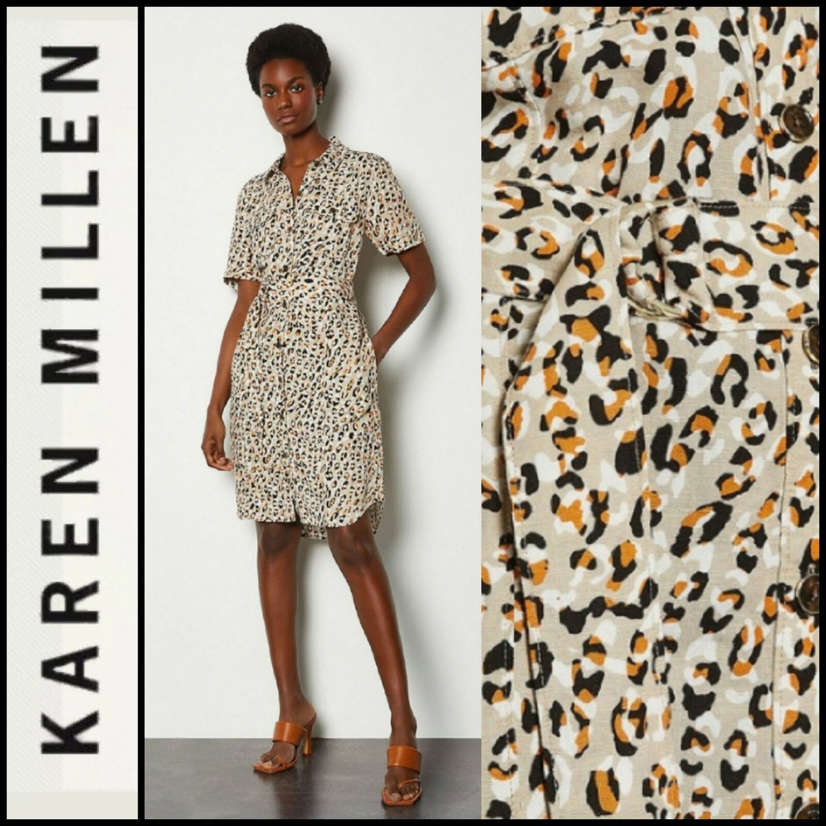 karen millen leopard print shirt dress Berry Wallis Leopard Print Godet Shirt Dress